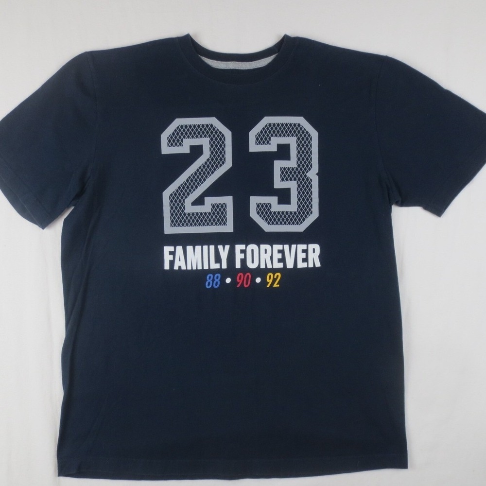 Nike Air Jordan T Shirt Mens L Navy Jumpman 23 Family Forever Graphic Retro 90s